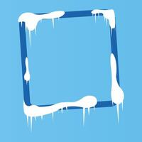 Dark Blue Square Winter Frame Snow with Soft Blue Background vector