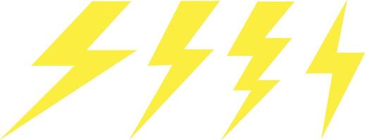 Yellow Flash Thunder Power Icon Set vector