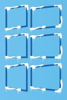 Dark Blue Winter Parallelogram Frame Snow with Soft Blue Background vector