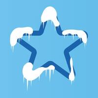 Dark Blue Star Winter Frame Snow with Soft Blue Background vector