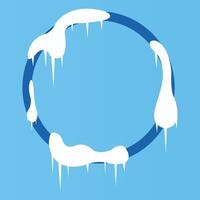 Dark Blue Circle Winter Frame Snow with Soft Blue Background vector