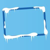 Dark Blue Rectangle Winter Frame Snow with Soft Blue Background vector