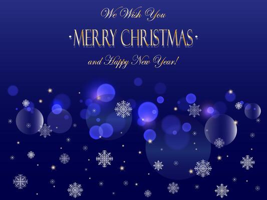 Christmas background with snowflakes, lights and Christmas ball