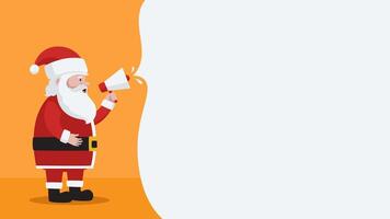 Template background illustration of Santa holding megaphone with copy space coming out of it. Christmas background with Santa and hand speaker vector