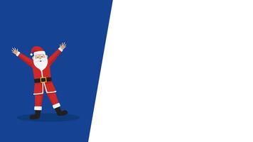 Santa Claus with a happy expression on blue background and white copy space for text. Christmas template background with Santa Claus character vector