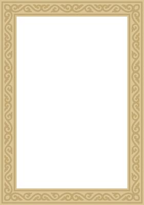 square gold ancient Russian ornament. Slavic rectangle, border, frame. Painting of the royal chambers.