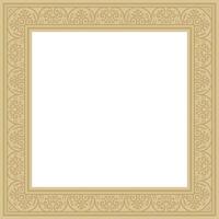 square gold border, frame, Pompeii. Rectangle Neopolitan ornament. Art of Ancient Rome. Template for stained glass vector