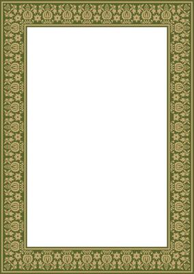 square gold with green ancient Russian ornament. Slavic rectangle, border, frame. Painting of the royal chambers.