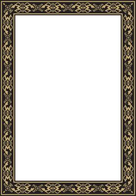 square gold and black ancient Russian ornament. Slavic rectangle, border, frame. Painting of the royal chambers.