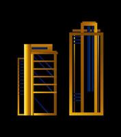 art deco luxury building with gold color vector