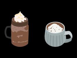 modern chocolate ice with the addition of white cream and hot chocolate mixed with white chocolate. happy and relaxed. black background vector