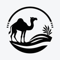 a camel in the desert with a circle around it vector
