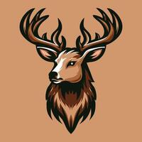 a deer head with horns on a brown background vector