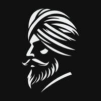 a man with a turban and beard in a black background vector