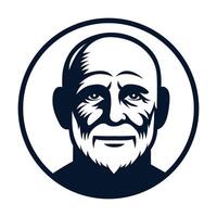an old man with a beard and mustache in a circle vector