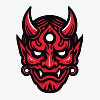 a red devil mask with horns on it vector