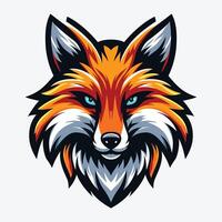 A striking artistic representation of a fierce orange fox head showcasing vibrant colors and intricate details against a light background vector