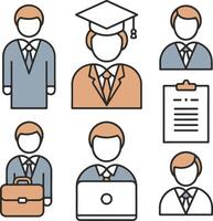 A flat icon set of different type human character, human resource management vector