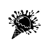 Creative Black and White Ice Cream Cone Splash Artwork for Graphic Design Projects vector