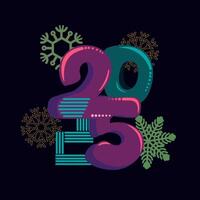 A fun and creative combination of cartoon and geometric styles for the year 2025. Perfect for various design projects vector