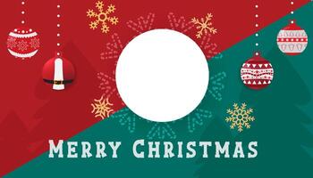 A simple yet elegant Merry Christmas design featuring a clean white circle surrounded by festive red and green elements. Perfect for adding a personal touch. vector