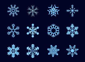collection Unique Dotted Snowflake Design Elements Set vector