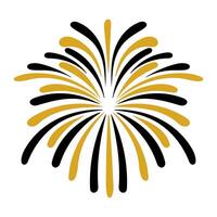 A firework with black and yellow colors. The firework is in the middle of the image vector