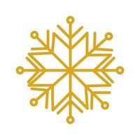 A snowflake with a yellow outline. The snowflake is outlined in yellow and has a white background vector