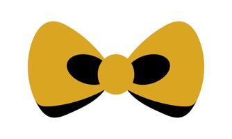 A yellow bow tie with black trim. The bow tie is in the center of the image vector