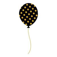 A black and gold polka dot balloon. The balloon is tied to a string. The balloon is not inflated vector