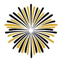 A yellow and black firework with a white background. The firework is in the center of the image vector