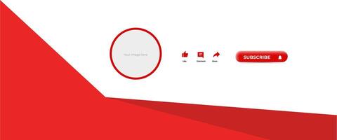 A red and white background with a subscribe button vector