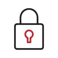A red lock icon on a white background vector