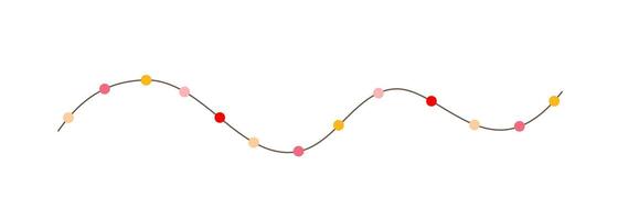 Christmas multicolored lights curly string garlands simple doodle hand drawn illustration, flat style cartoon image for winter New Year holiday design vector