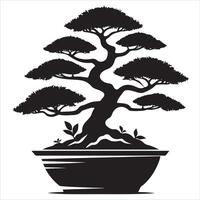 Minimalist Bonsai Tree art and white background vector