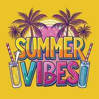 Summer vibes illustration tshirt design vector