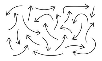 Doodle directions on white background. Different shaped lines. Outline flat design. Hand drawn simple arrows with editable stroke. vector