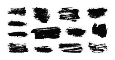 Various black paint brush strokes, featuring different shapes and sizes, ideal for design projects, artistic expressions, or crafting needs. Hand drawn grunge text boxes or texture borders vector