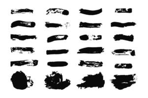 Collection of various black art Brushes. Grunge Marker Strokes displayed in grid format showcase different shapes and style, for enhancing graphic design and artistic projects. Empty ink splash. vector