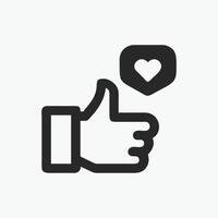 A thumbs up icon with a heart vector