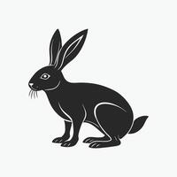 Black and white illustration of a rabbit vector