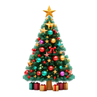 Traditional Christmas Tree with Red and Gold Decorations png