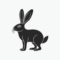 A black and white illustration of a rabbit vector