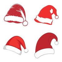 Four different santa hats on a white background vector