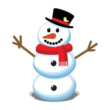 un dibujos animados monigote de nieve con un sombrero y bufanda vector