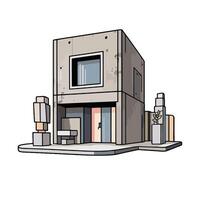 A cartoon house with a door and windows vector