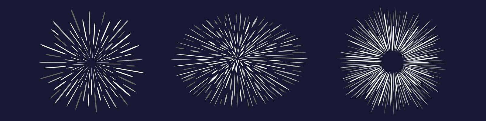 Abstract art comic burst. Radial sunshine line set