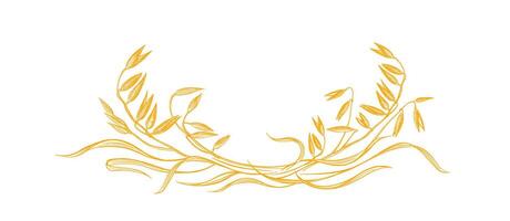 Symbol of oat spike Golden seed for package design vector