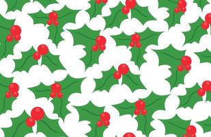 A seamless pattern of holly leaves and berries vector