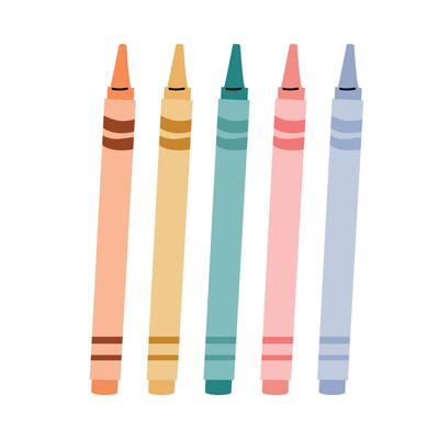 A set of colorful crayons for drawing. School supplies.